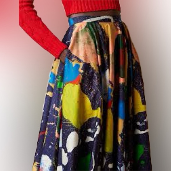 NWT Ralph Lauren Purple Label MAQUIRE Cotton Satin Artist Paint Splatter Skirt 6 - Picture 3 of 13